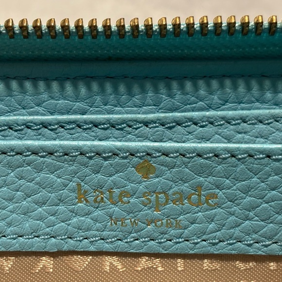 Kate Spade Wellesley Neda Leather Zip Around Wallet in Robins Egg Blue/Tiffany - Picture 8 of 9